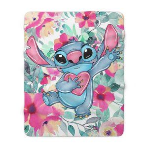 Stitch Flower Fluffy Soft blanket